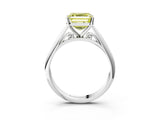 White gold Fancy Yellow Asscher Cut Diamond Solitaire Engagement Ring with Cathedral Setting and Four-Prong Mount_110