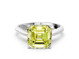 White gold Fancy Yellow Asscher Cut Diamond Solitaire Engagement Ring with Cathedral Setting and Four-Prong Mount_16