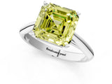 White gold Fancy Yellow Asscher Cut Diamond Solitaire Engagement Ring with Cathedral Setting and Four-Prong Mount_17