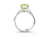 White gold Fancy Yellow Asscher Cut Diamond Solitaire Engagement Ring with Cathedral Setting and Four-Prong Mount_43