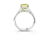 White gold Fancy Yellow Asscher Cut Diamond Solitaire Engagement Ring with Cathedral Setting and Four-Prong Mount_64