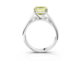 White gold Fancy Yellow Asscher Cut Diamond Solitaire Engagement Ring with Cathedral Setting and Four-Prong Mount_91