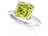 White gold Fancy Yellow Asscher Cut Diamond Solitaire Engagement Ring with Classic Band and Four-Prong Setting_47