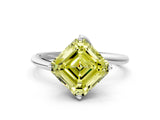 White gold Fancy Yellow Asscher Cut Diamond Solitaire Engagement Ring with Four-Prong Setting and Classic Band_66