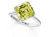 White gold Fancy Yellow Asscher Cut Diamond Solitaire Engagement Ring with Four-Prong Setting and Classic Band_67