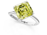 White gold Fancy Yellow Asscher Cut Diamond Solitaire Engagement Ring with Four-Prong Setting and Classic Band_79