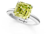 White gold Fancy Yellow Asscher Cut Diamond Solitaire Engagement Ring with Round Band and Four-Prong Setting_114