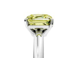 White gold Fancy Yellow Asscher Cut Diamond Solitaire Engagement Ring with Round Band and Four-Prong Setting_118