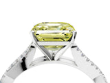 White gold Fancy Yellow Asscher Cut Diamond Solitaire Engagement Ring with Twisted Pavé Band and Four-Prong Setting_101