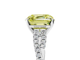 White gold Fancy Yellow Asscher Cut Diamond Solitaire Engagement Ring with Twisted Pavé Band and Four-Prong Setting_102