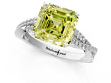 White gold Fancy Yellow Asscher Cut Diamond Solitaire Engagement Ring with Twisted Pavé Band and Four-Prong Setting_98