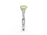 White gold Fancy Yellow Asscher Cut Diamond Solitaire Engagement Ring with Twisted Pavé Band and Four-Prong Setting_99