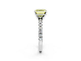 White gold Fancy Yellow Asscher Cut Diamond Solitaire Pavé Engagement Ring with Round Band and Prong Setting_104