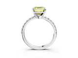 White gold Fancy Yellow Asscher Cut Diamond Solitaire Pavé Engagement Ring with Round Band and Prong Setting_105
