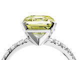 White gold Fancy Yellow Asscher Cut Diamond Solitaire Pavé Engagement Ring with Round Band and Prong Setting_106