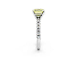 White gold Fancy Yellow Asscher Cut Diamond Solitaire Pavé Engagement Ring with Round Band and Prong Setting_14