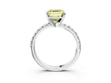 White gold Fancy Yellow Asscher Cut Diamond Solitaire Pavé Engagement Ring with Round Band and Prong Setting_15