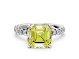 White gold Fancy Yellow Asscher Cut Diamond Solitaire Pavé Engagement Ring with Round Band and Prong Setting_54