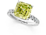 White gold Fancy Yellow Asscher Cut Diamond Solitaire Pavé Engagement Ring with Round Band and Prong Setting_55