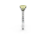 White gold Fancy Yellow Asscher Cut Diamond Solitaire Pavé Engagement Ring with Round Band and Prong Setting_56