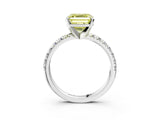 White gold Fancy Yellow Asscher Cut Diamond Solitaire Pavé Engagement Ring with Round Band and Prong Setting_57