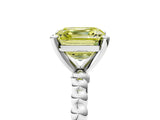 White gold Fancy Yellow Asscher Cut Diamond Solitaire Ring with Beaded Band and Prong Setting_129