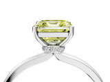 White gold Fancy Yellow Asscher Cut Diamond Solitaire Ring with Classic Band and Four-Prong Setting_4