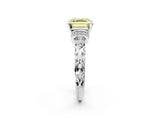 White gold Fancy Yellow Asscher Cut Diamond Solitaire Ring with Filigree Band and Four-Prong Setting_19