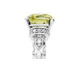 White gold Fancy Yellow Asscher Cut Diamond Solitaire Ring with Filigree Band and Four-Prong Setting_22