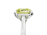 White gold Fancy Yellow Asscher Cut Diamond Solitaire Ring with Flower Prong Setting and Classic Band_125