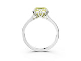 White gold Fancy Yellow Asscher Cut Diamond Solitaire Ring with Flower Prong Setting and Classic Band_131
