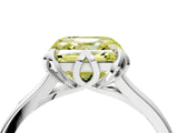 White gold Fancy Yellow Asscher Cut Diamond Solitaire Ring with Flower Prong Setting and Classic Band_132