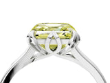 White gold Fancy Yellow Asscher Cut Diamond Solitaire Ring with Flower Prong Setting and Classic Band_137