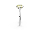 White gold Fancy Yellow Asscher Cut Diamond Solitaire Ring with Flower Prong Setting and Classic Band_16