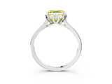 White gold Fancy Yellow Asscher Cut Diamond Solitaire Ring with Flower Prong Setting and Classic Band_17