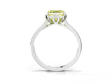 White gold Fancy Yellow Asscher Cut Diamond Solitaire Ring with Flower Prong Setting and Classic Band_53