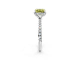 White gold Fancy Yellow Asscher Cut Diamond Solitaire Ring with Four-Prong Setting and Pavé Band_5