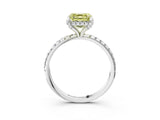 White gold Fancy Yellow Asscher Cut Diamond Solitaire Ring with Four-Prong Setting and Pavé Band_6