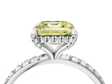 White gold Fancy Yellow Asscher Cut Diamond Solitaire Ring with Four-Prong Setting and Pavé Band_7