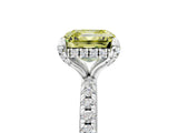 White gold Fancy Yellow Asscher Cut Diamond Solitaire Ring with Four-Prong Setting and Pavé Band_8