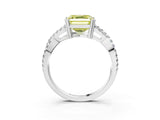White gold Fancy Yellow Asscher Cut Diamond Solitaire Ring with Four-Prong Setting and Twisted Pavé Band_20