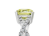 White gold Fancy Yellow Asscher Cut Diamond Solitaire Ring with Four-Prong Setting and Twisted Pavé Band_22