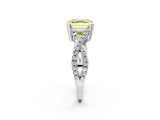 White gold Fancy Yellow Asscher Cut Diamond Solitaire Ring with Four-Prong Setting and Twisted Pavé Band_24