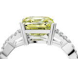White gold Fancy Yellow Asscher Cut Diamond Solitaire Ring with Four-Prong Setting and Twisted Pavé Band_26