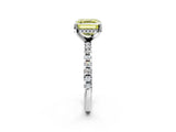 White gold Fancy Yellow Asscher Cut Diamond Solitaire Ring with Pavé Band and Four-Prong Setting_65