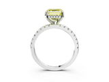 White gold Fancy Yellow Asscher Cut Diamond Solitaire Ring with Pavé Band and Four-Prong Setting_67