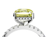 White gold Fancy Yellow Asscher Cut Diamond Solitaire Ring with Pavé Band and Four-Prong Setting_68