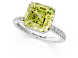 White gold Fancy Yellow Asscher Cut Diamond Solitaire Ring with Pavé Band and Hidden Halo_33