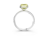 White gold Fancy Yellow Asscher Cut Diamond Solitaire Ring with Pavé Band and Hidden Halo_35