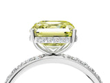 White gold Fancy Yellow Asscher Cut Diamond Solitaire Ring with Pavé Band and Hidden Halo_36